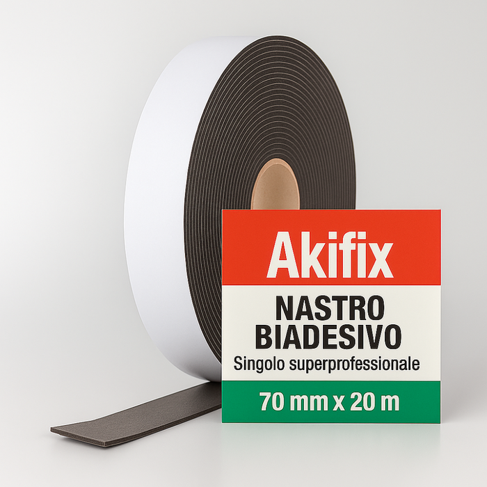 Nastro biadesivo cartongesso pellicola singola superprofessionale spessore 3 mm *** misure 70 mm x 20 m, confezione 1