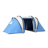 Tenda da Campeggio 2 Posti Impermeabile con 2 Stanze Borsa di Trasporto, 220x450x180 cm, Blu