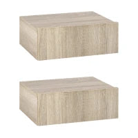 Set 2 Comodini Sospesi in Legno, Design Moderno, 40x30x15cm - Color Legno