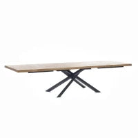 E-STYLO Tavolo allungabile con top in rovere naturale e gambe in metallo nero, 100cm X 200/300cm H. 76cm.