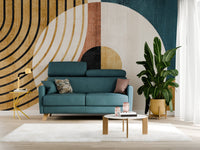 Francy Divano letto matrimoniale con poggiatesta regolabili in tessuto impermeabile e smacchiabile T17 200 cm (mat. 160x197) blu