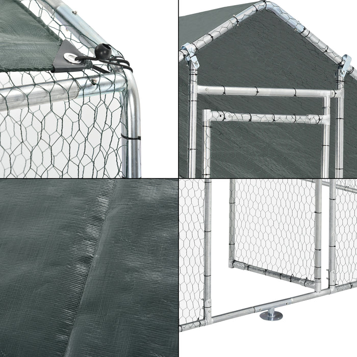 Gabbia per Pollame con Tettuccio e Recinzione Rete Metallica 2x2x2 m pro.tec