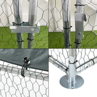 Gabbia per Pollame con Tettuccio e Recinzione Rete Metallica 2x2x2 m pro.tec