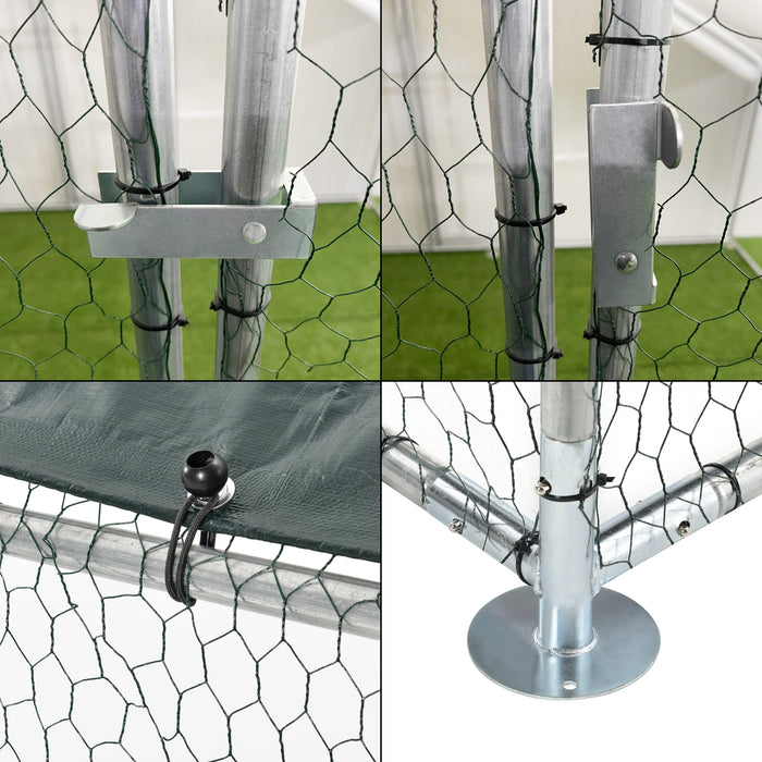 Gabbia per Pollame con Tettuccio e Recinzione Rete Metallica 2x2x2 m pro.tec