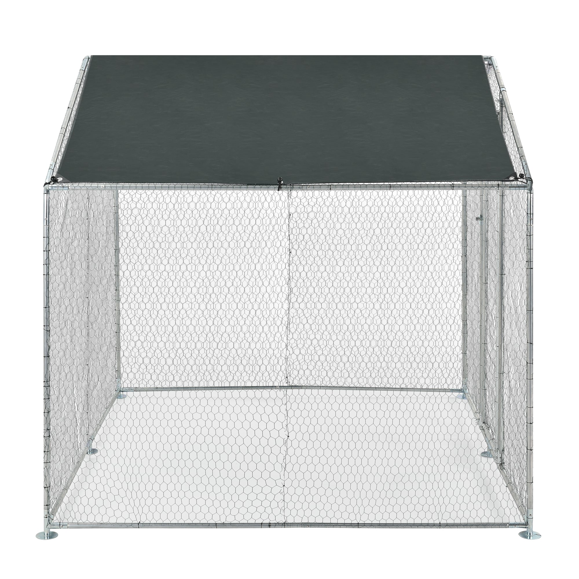 Gabbia per Pollame con Tettuccio e Recinzione Rete Metallica 2x2x2 m pro.tec