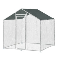 Gabbia per Pollame con Tettuccio e Recinzione Rete Metallica 2x2x2 m pro.tec