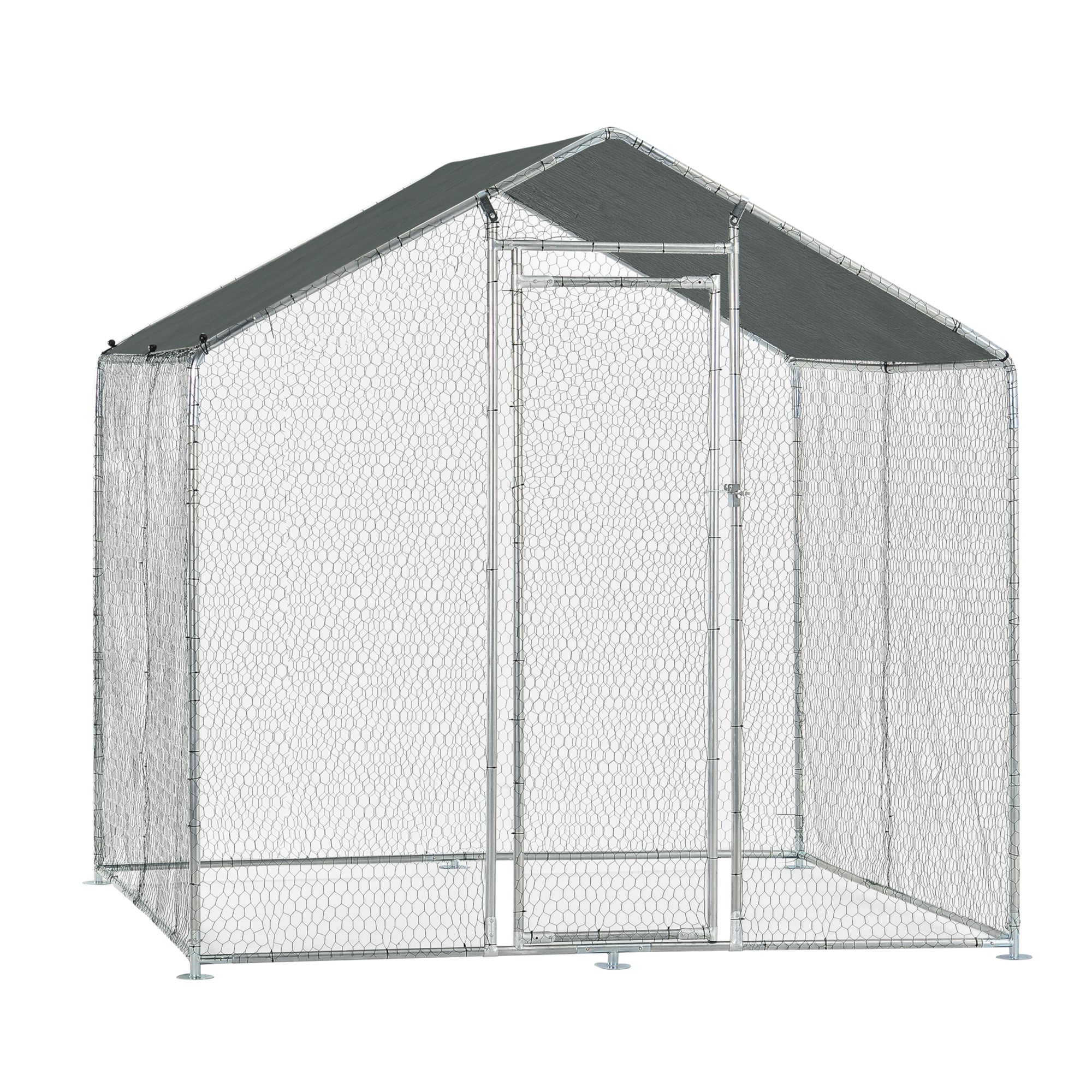 Gabbia per Pollame con Tettuccio e Recinzione Rete Metallica 2x2x2 m pro.tec