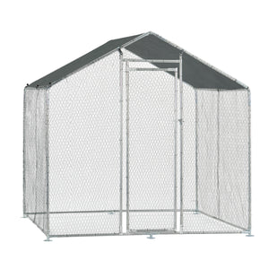 Gabbia per Pollame con Tettuccio e Recinzione Rete Metallica 2x2x2 m pro.tec