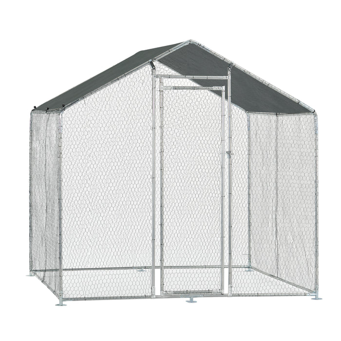 Gabbia per Pollame con Tettuccio e Recinzione Rete Metallica 2x2x2 m pro.tec