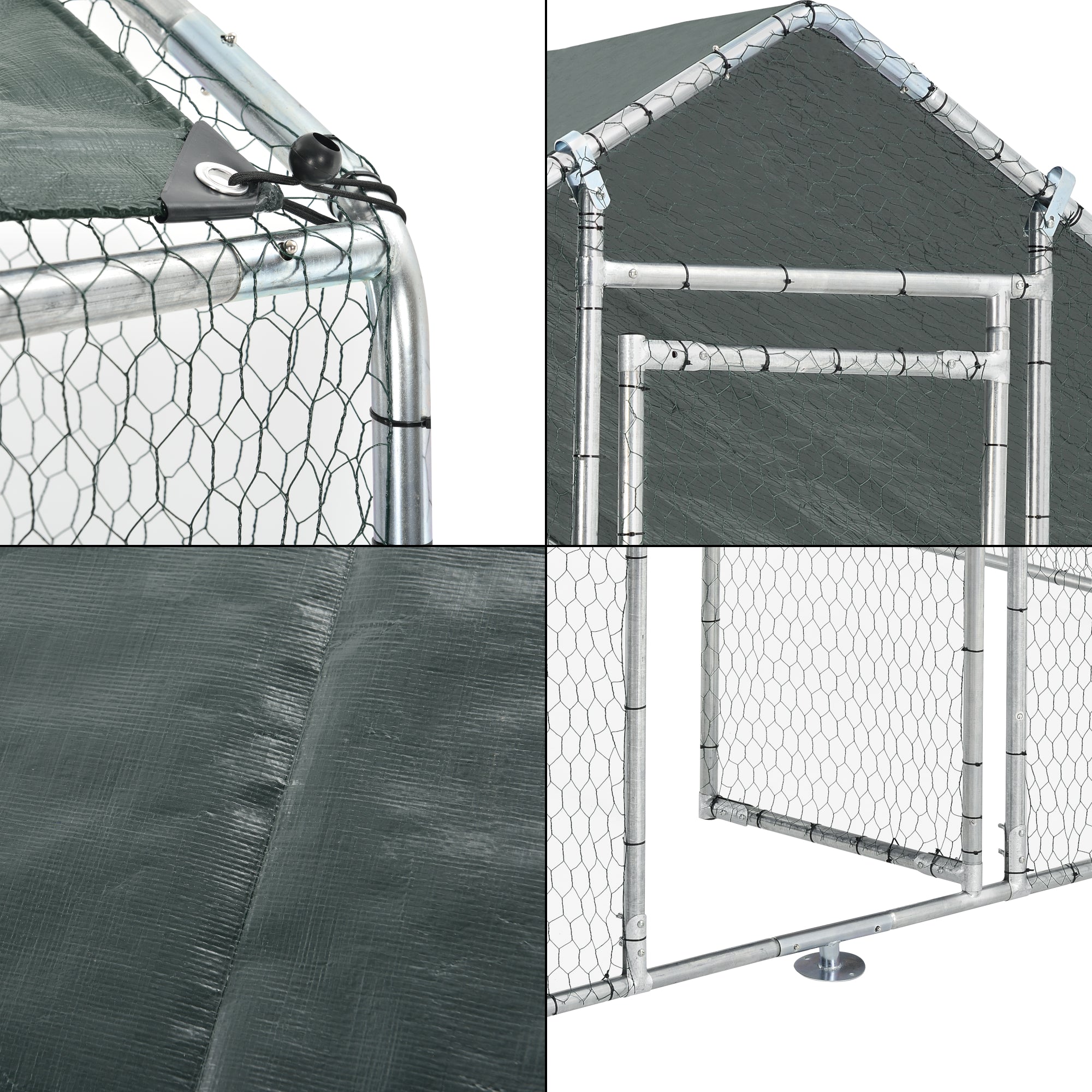 Gabbia per Pollame con Tettuccio e Recinzione Rete Metallica 3x2x2 m pro.tec