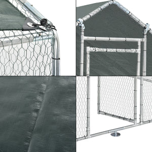 Gabbia per Pollame con Tettuccio e Recinzione Rete Metallica 3x2x2 m pro.tec