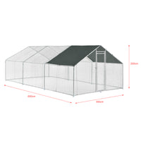 Gabbia per Pollame con Tettuccio e Recinzione Rete Metallica 3x6x2 m pro.tec