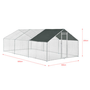 Gabbia per Pollame con Tettuccio e Recinzione Rete Metallica 3x6x2 m pro.tec