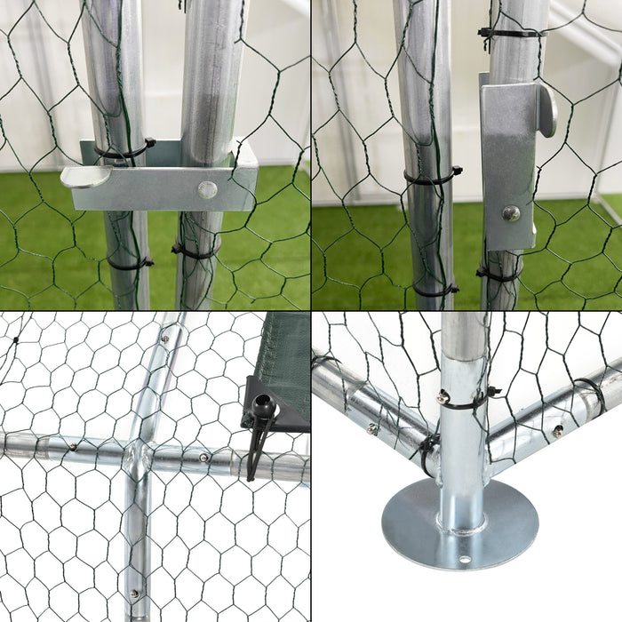 Gabbia per Pollame con Tettuccio e Recinzione Rete Metallica 3x6x2 m pro.tec