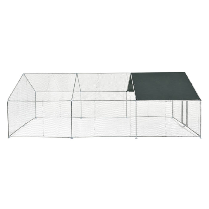 Gabbia per Pollame con Tettuccio e Recinzione Rete Metallica 3x6x2 m pro.tec