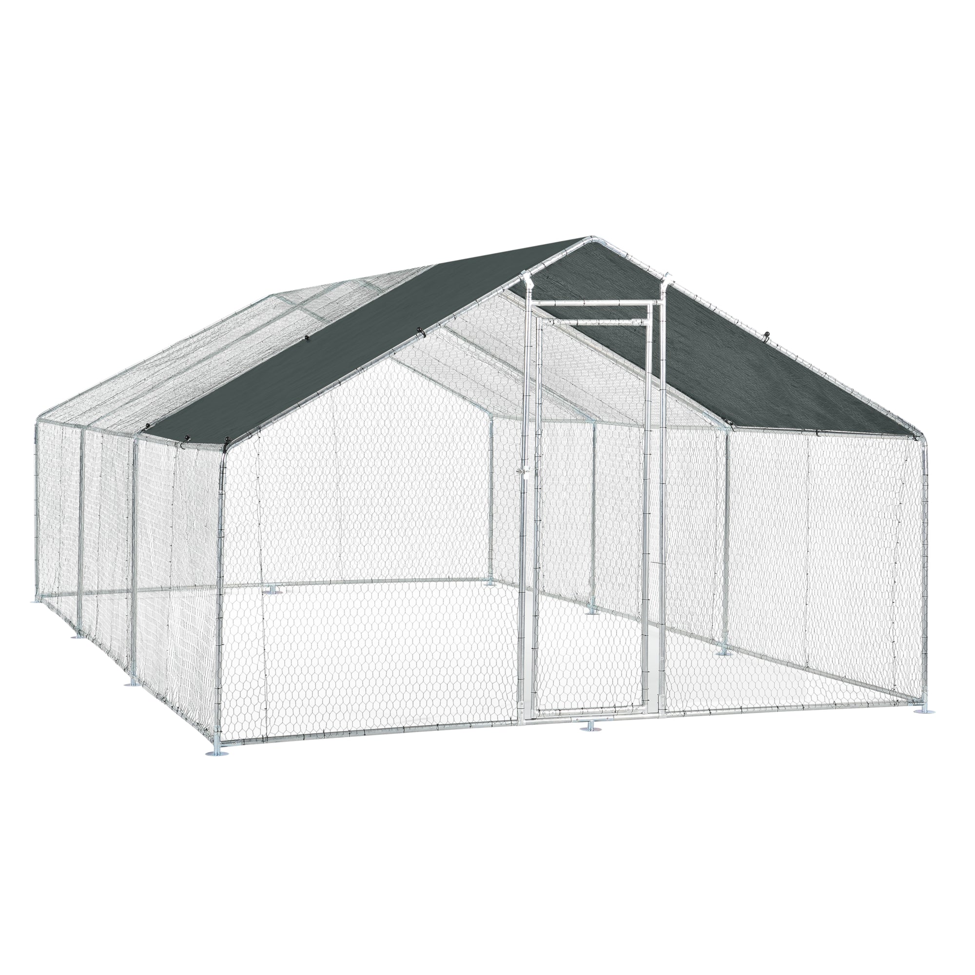 Gabbia per Pollame con Tettuccio e Recinzione Rete Metallica 3x6x2 m pro.tec