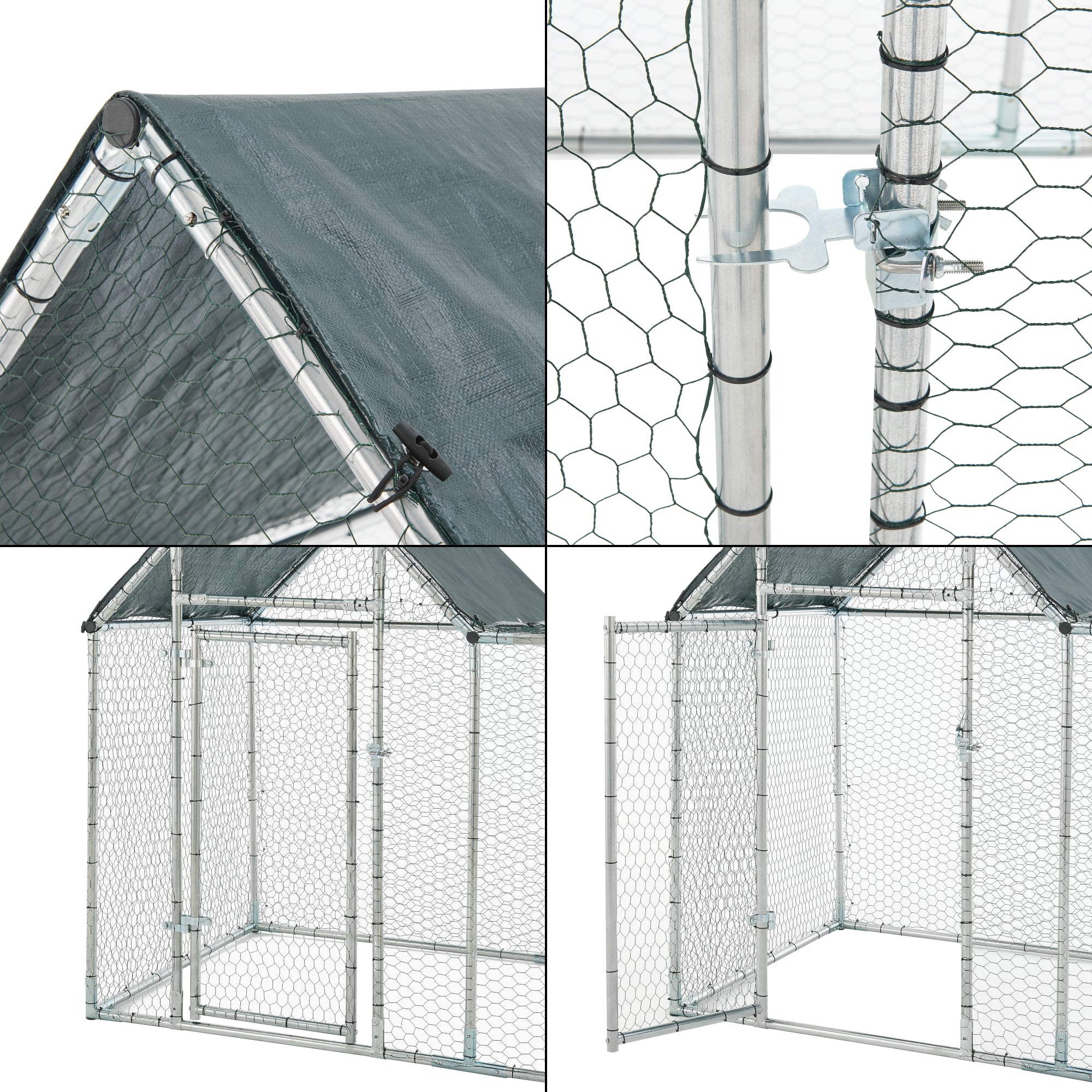 Gabbia Arguin per Pollame con Tettuccio Protezione Sole - lungo 2 metri [pro.tec]