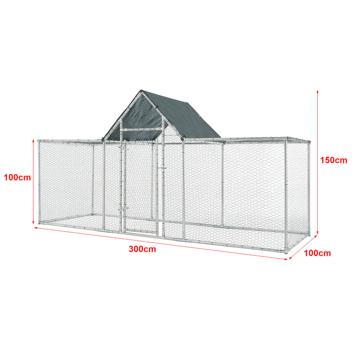 Gabbia Arguin per Pollame con Tettuccio Protezione Sole - lungo 3 metri [pro.tec]