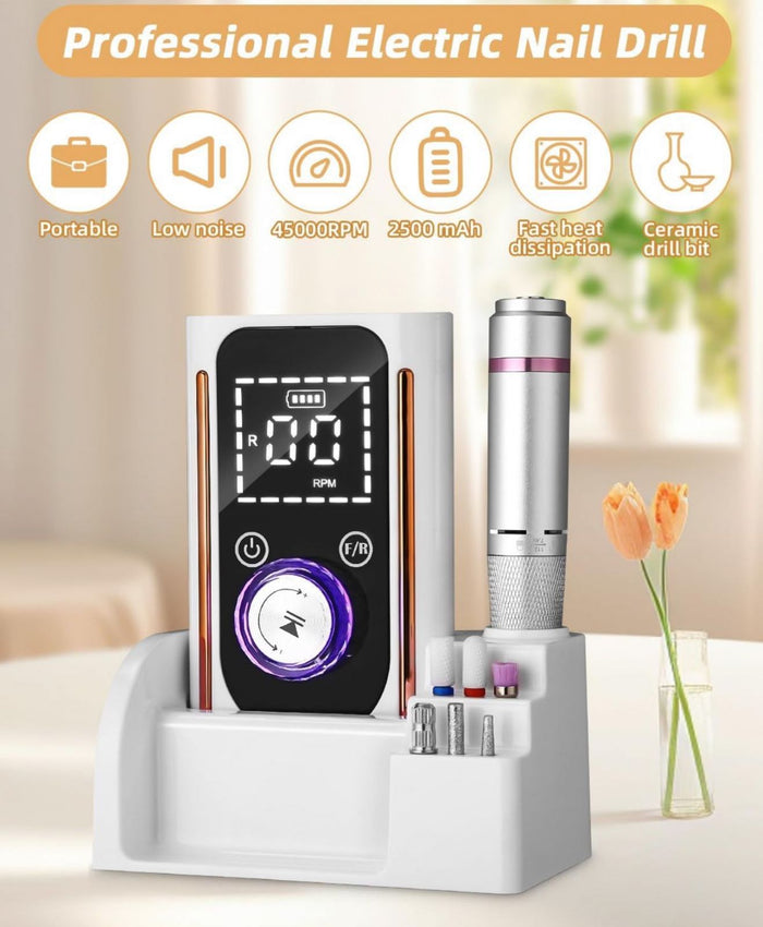 Fresa Per Unghie Manicure Pedicure Professionale 45000 Giri 50W Senza Fili BQ112