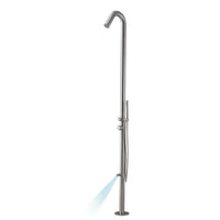 Colonna doccia da esterno betulla a pavimento inox spazzolato con lava piedi *** finitura- spazzolato, confezione 1