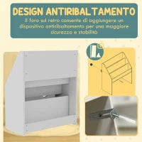 Libreria per Bambini 3-8 Anni a 3 Ripiani con Cassetto Inferiore, in MDF, 62.5x30x70 cm, Bianco
