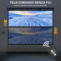 Schermo per Proiettore 120" Formato 4:3 Regolabile con Telecomando, 244x183cm, Nero