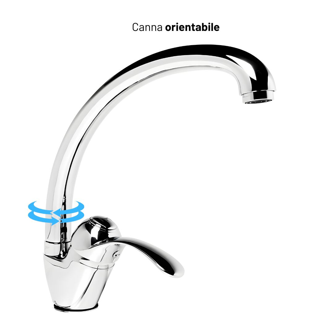 Miscelatore monoforo ottone per lavello cucina dublino erogazione orientabile *** confezione 1