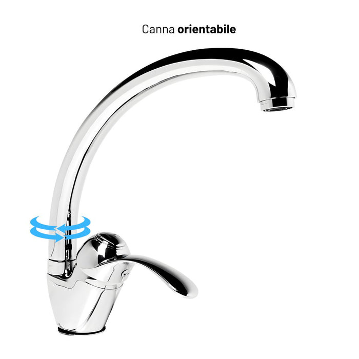 Miscelatore monoforo ottone per lavello cucina dublino erogazione orientabile *** confezione 1