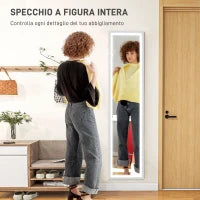 Specchio Illuminato con Luci LED Regolabili e Pulsante Touch, in Vetro e MDF, 40x5x160 cm, Bianco