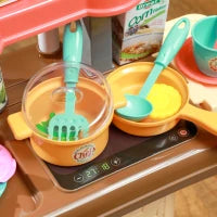 Gioco per Bambini 3 in 1 da 36 Pezzi con Tavolo per Posate, Tavolo da Pranzo e Trolley, in PP e ABS, 48x26x64 cm