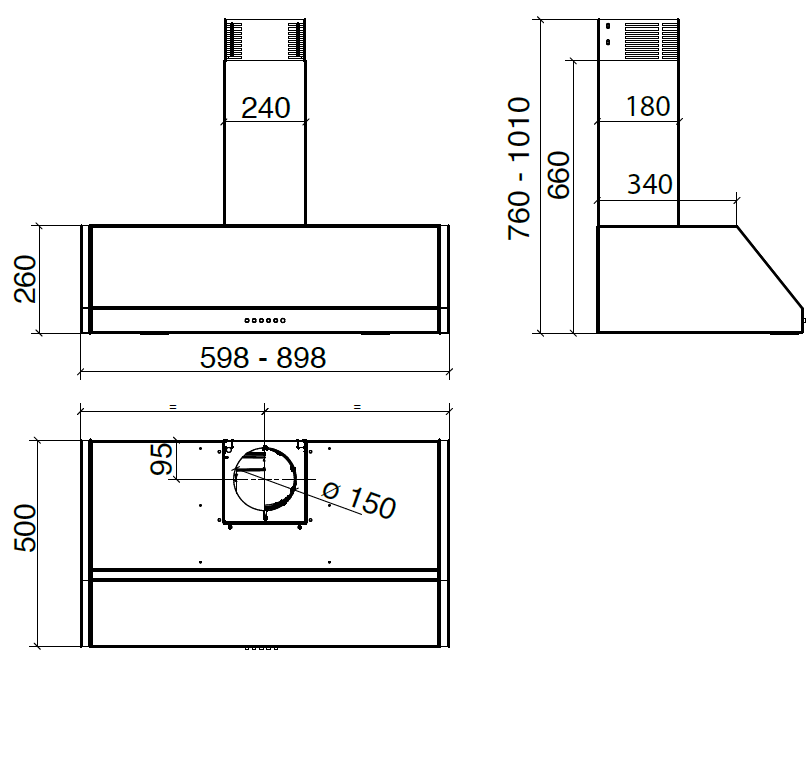 CAPPA RETTA cm 60 - Inox - 700 m3/h