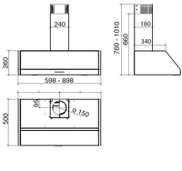 CAPPA RETTA cm 60 - Inox - 700 m3/h