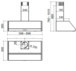 CAPPA RETTA cm 60 - Inox - 700 m3/h