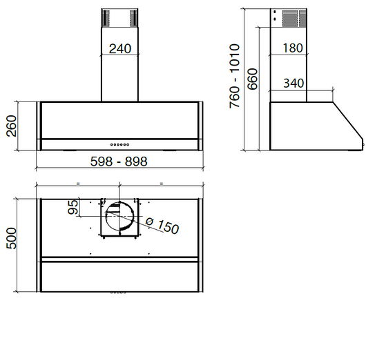 CAPPA RETTA cm 60 - Inox - 700 m3/h