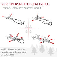 Albero di Natale Innevato con 263 Rami e Luci LED Bianche in Plastica e Metallo, Ø45x150 cm, Verde