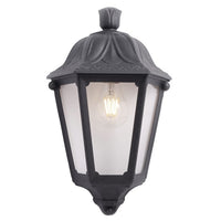 Fumagalli Iesse Mezza Lanterna A Muro Facciata Nera Vetro Trasparente Portalampda E27
