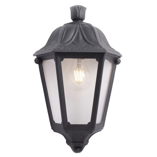 Fumagalli Iesse Mezza Lanterna A Muro Facciata Nera Vetro Trasparente Portalampda E27