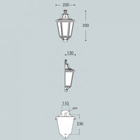 Fumagalli Iesse Mezza Lanterna A Muro Facciata Nera Vetro Trasparente Portalampda E27