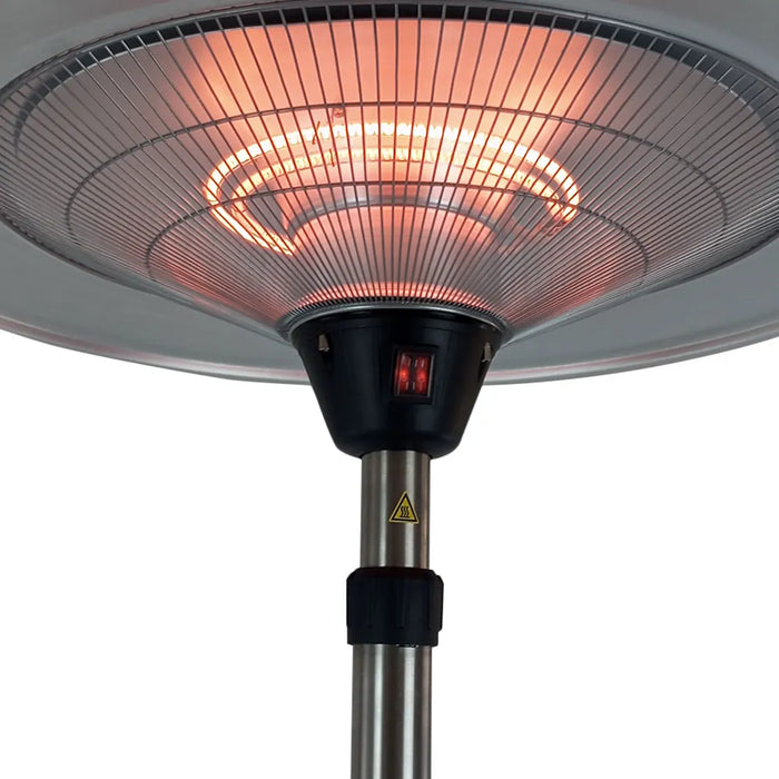 Tempo Style - Stufa Elettrica SATURNO | Fungo Riscaldante ad Infrarossi (3000W) dal Design Elegante | Ideale per Esterno/Interno (Alluminio)