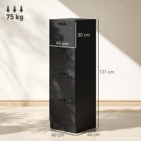 Cassettiera Portadocumenti a 4 Cassetti con Binario Regolabile e 2 Serrature, in Legno, 40x40x131 cm, Nero