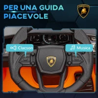 Macchina Elettrica per Bambini con Luci LED, Clacson e Telecomando, in Plastica e Acciaio, 105x60x40 cm, Arancione