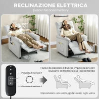 Poltrona Reclinabile con Poggiapiedi, Riscaldamento, 8 Punti Massaggio e 5 Modalità, Tessuto Vellutato, Grigio