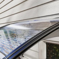 Pensilina per Porta con Design ad Arco Arrotondato, in Policarbonato, 100L x 80W x 23H cm, Nero