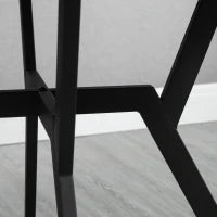 Tavolo Rotondo da Soggiorno per 2 Persone con Sostegno a X, in Legno e Acciaio, Ø90x76 cm, Nero e Marrone