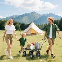 Carrello da Giardino in Acciaio con Capacità 150 kg e Maniglia Rivestita, 94x48.5x100 cm, Nero e Verde