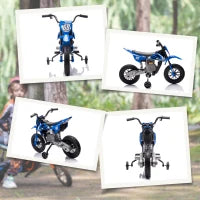 Moto Elettrica per Bambini con Rotelle Rimovibili, Sospensioni, Suoni e Indicatore di Carica, Blu
