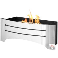 Camino Bioetanolo in Acciaio Inox, 3h di Combustione con Serbatoio 1.5L e Copertura 25m², 45x18x17 cm, Argento