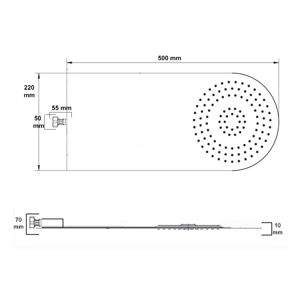 Soffione doccia a parete acciaio inox punta tonda