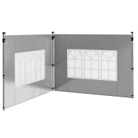 Set di 2 Pannelli Laterali per Gazebo da 3 x 3 m/3 x 4 m, Pannello per Gazebo con Finestra, 295 x 195 cm, Grigio Chiaro