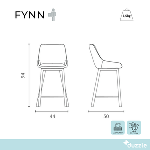 Fynn, Set di 2 Sgabelli in tessuto Beige (50cm X 44cm H. 94cm)